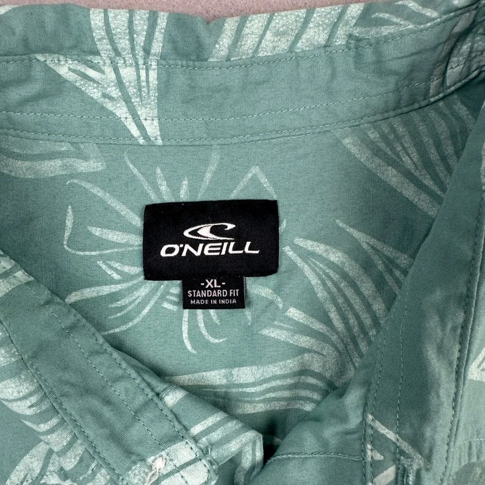 O'Neill Floral Tropical Hibiscus Button Down Shirt Mens XL Teal Green SU4104106X